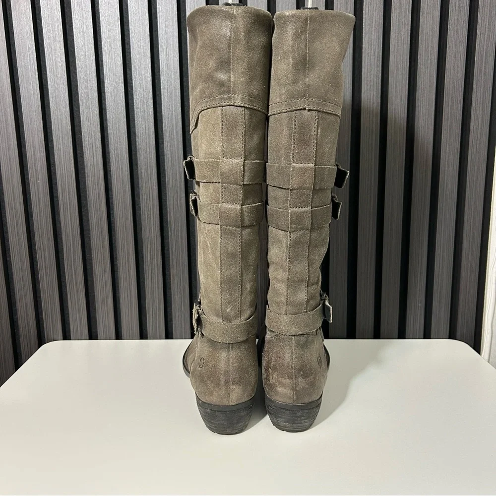 Born walker western buckle knee high boots grey